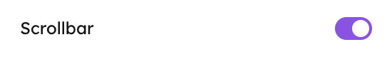 A checkbox field in the Studio sidebar: a toggle switch labelled Scrollbar.