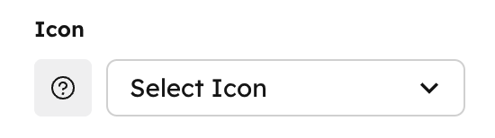 An icon field in the Studio sidebar: a picker with a Select Icon dropdown.