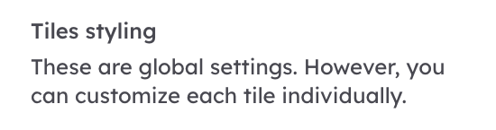 An info field in the Studio sidebar: a read-only Tiles styling heading with help text.