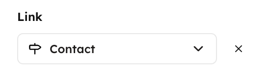 A link field in the Studio sidebar: a Link picker showing the selected target Contact.