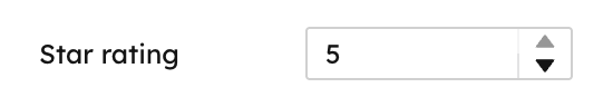 A number field in the Studio sidebar: a stepper input labelled Star rating.