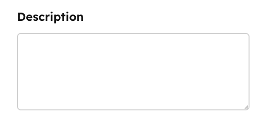 A textarea field in the Studio sidebar: a multi-line input labelled Description.